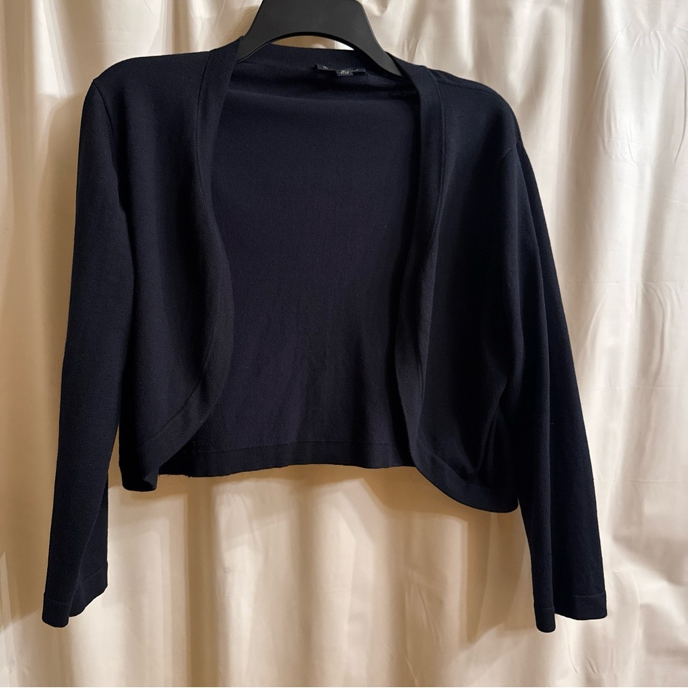 Brooks Brothers Navy Open-Front Cropped Women's Cardigan Bolero